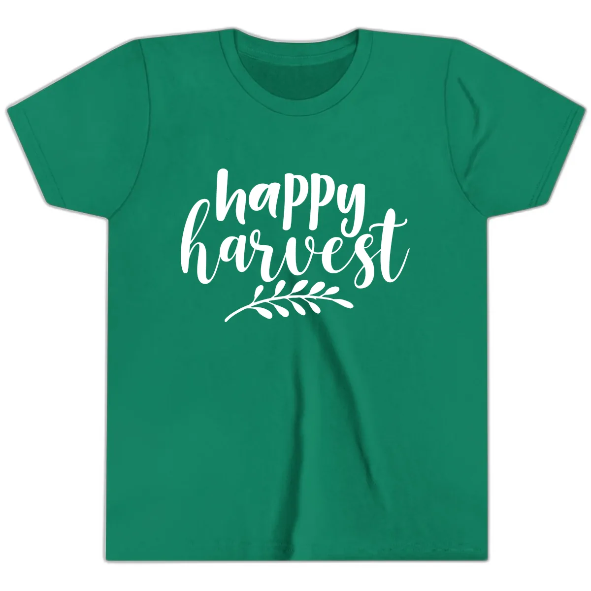 Happy Harvest Autumn Leaves Design Youth T-Shirt in Kelly