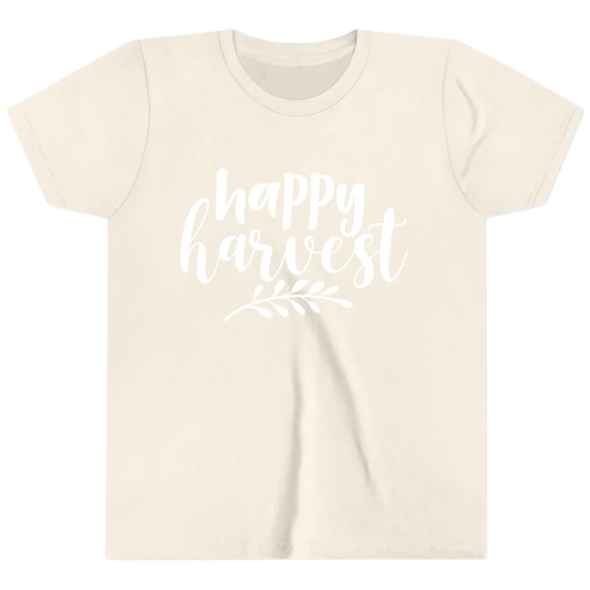 Happy Harvest Autumn Leaves Design Youth T-Shirt in Natural