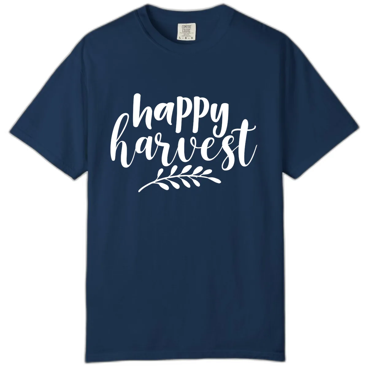 Happy Harvest Script Design Comfort Color in Navy