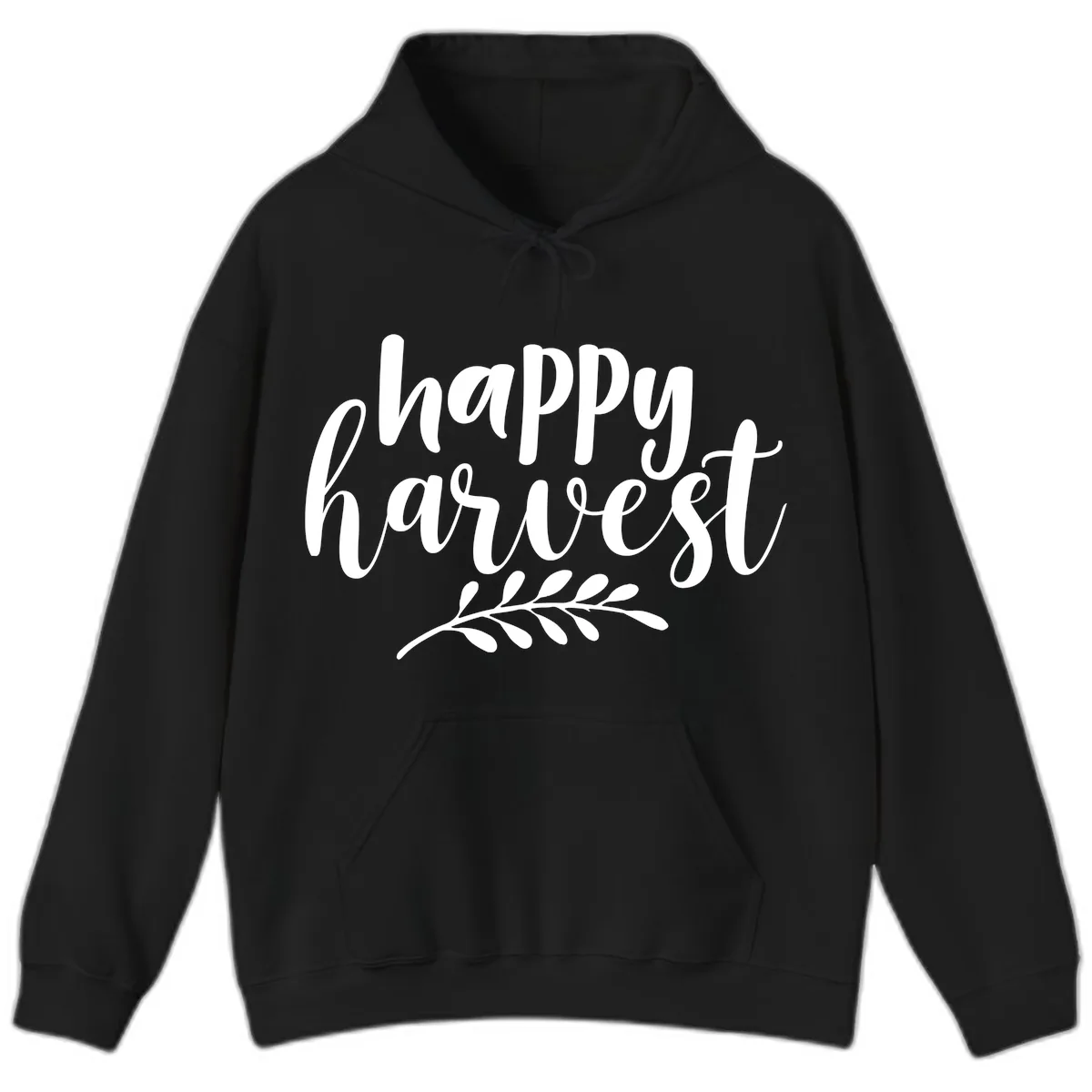 Happy Harvest Script Design Hoodie in Black