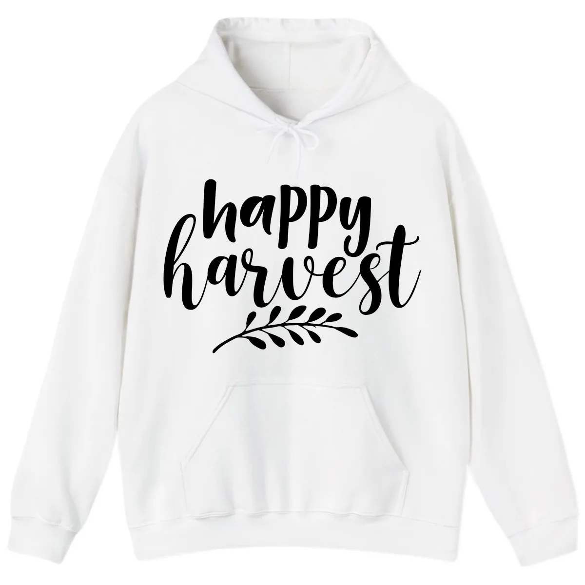 Happy Harvest Script Design Hoodie in White