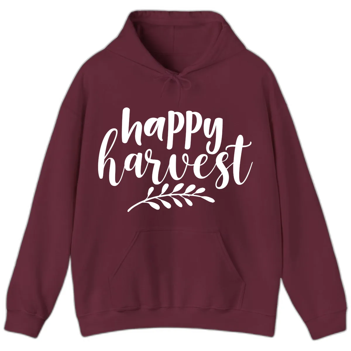 Happy Harvest Script Design Hoodie in Maroon