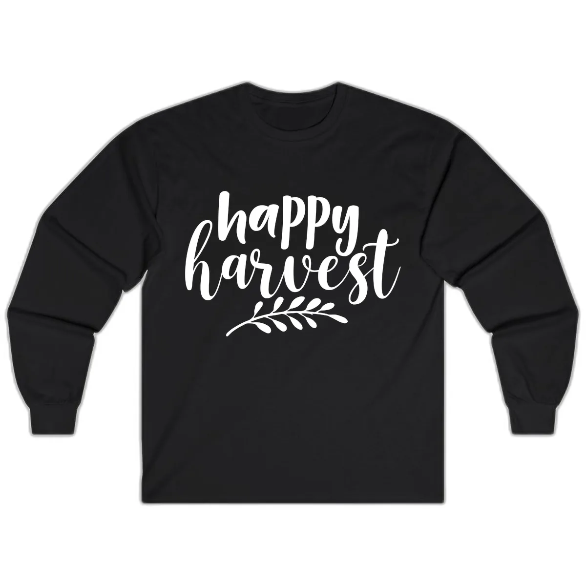 Happy Harvest Script Design Long Sleeve in Black