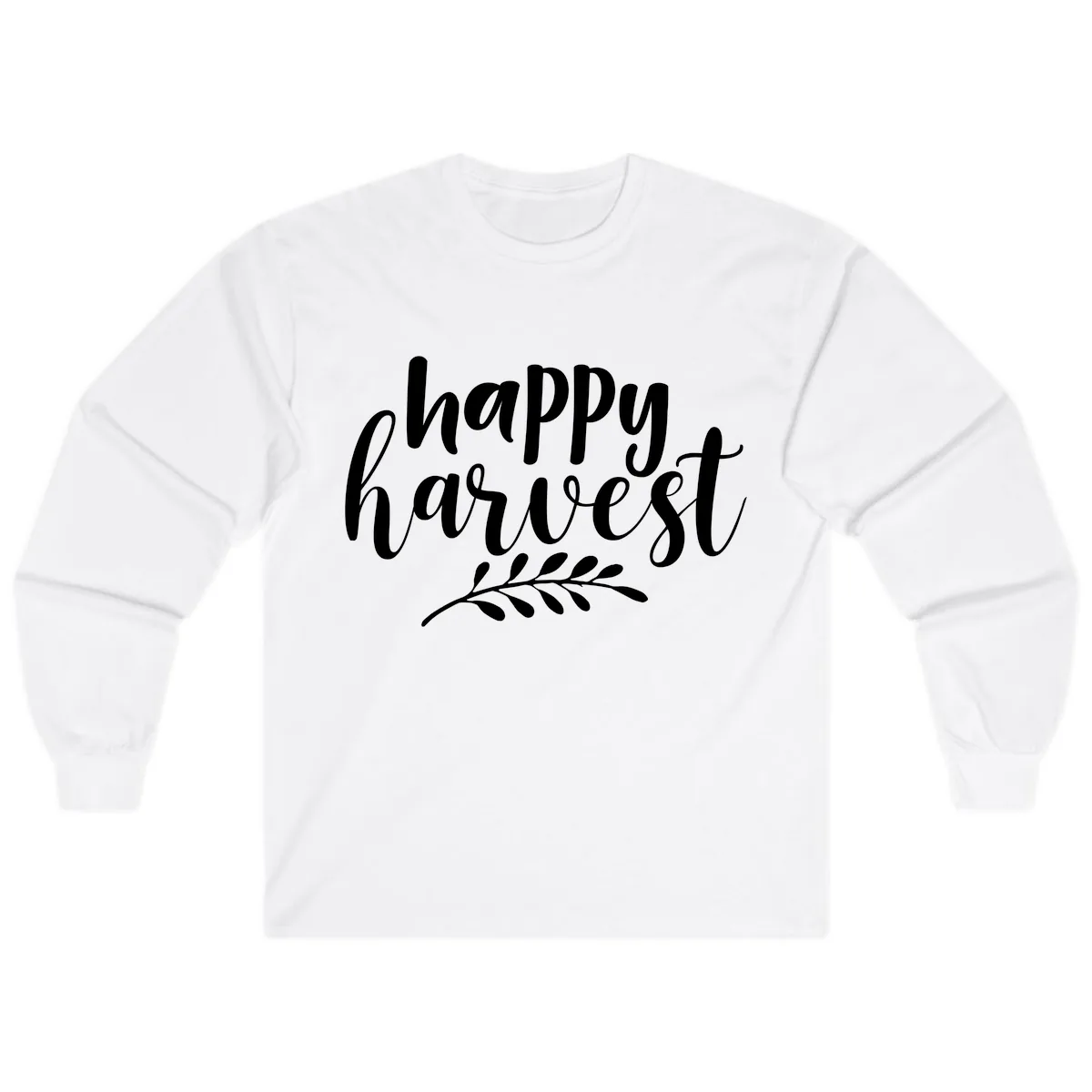 Happy Harvest Script Design Long Sleeve in White