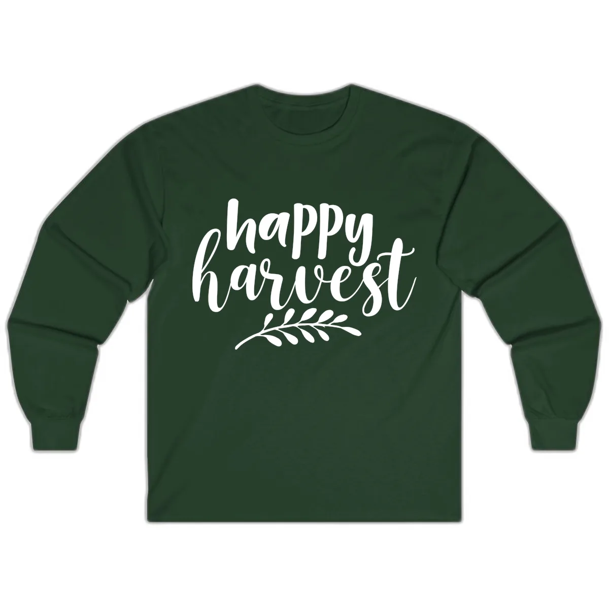 Happy Harvest Script Design Long Sleeve in Forest Green