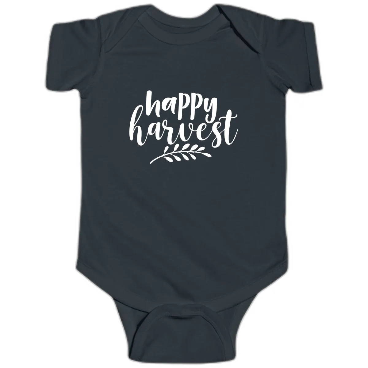 Happy Harvest Script Design Baby Onesie in Black