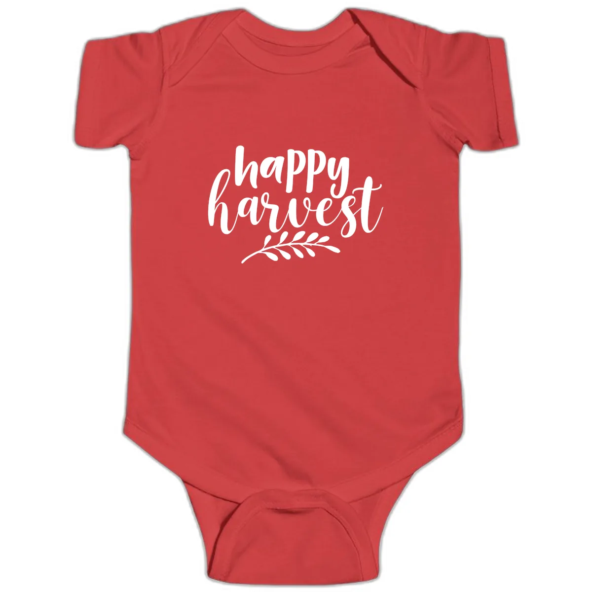Happy Harvest Script Design Baby Onesie in Red