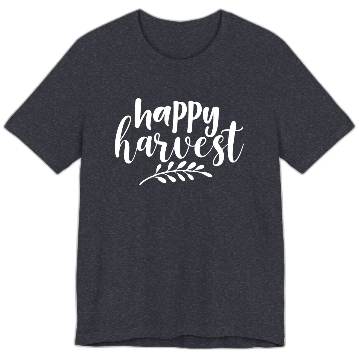 Happy Harvest Script Design Premium T-Shirt in Heather Navy