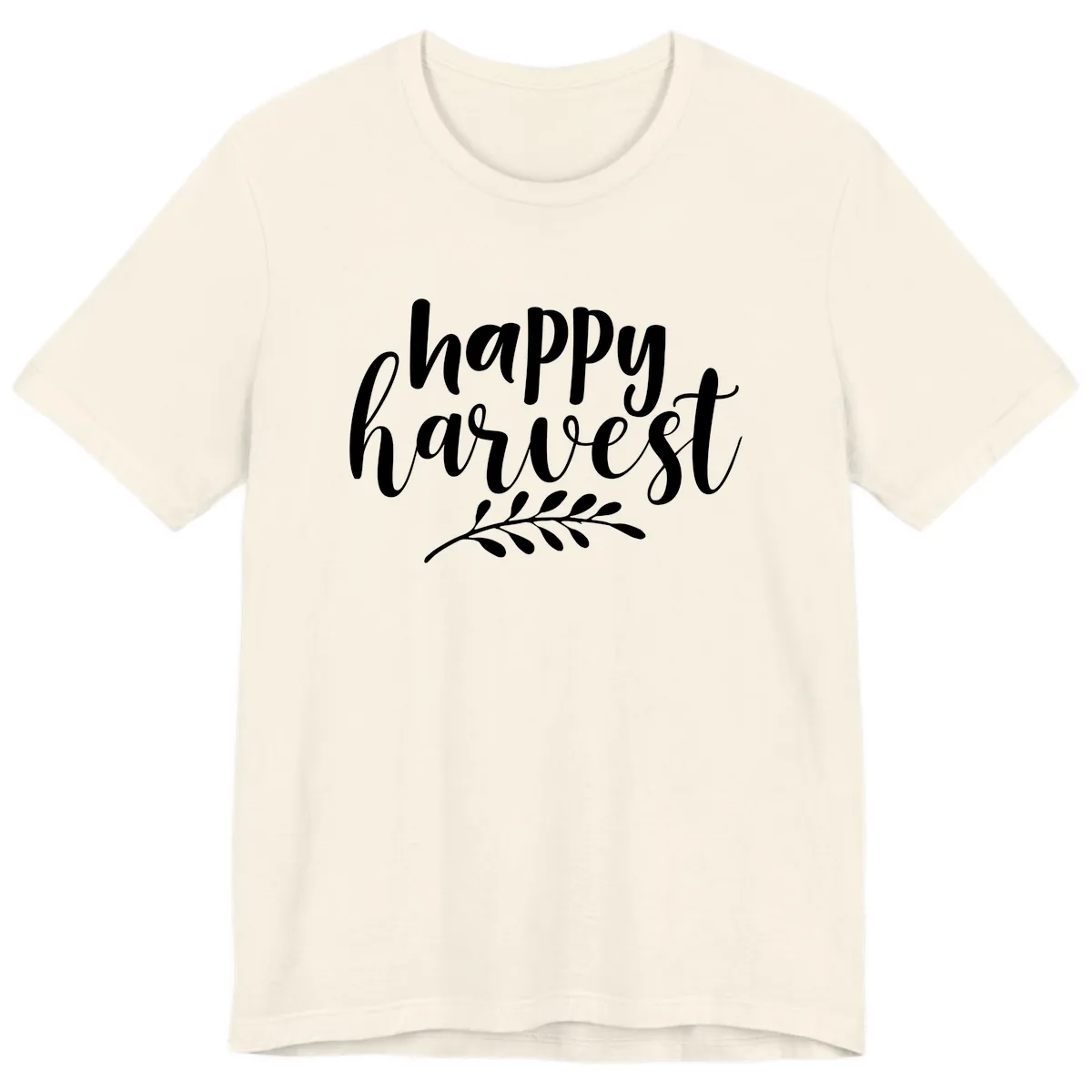 Happy Harvest Script Design Premium T-Shirt in Natural