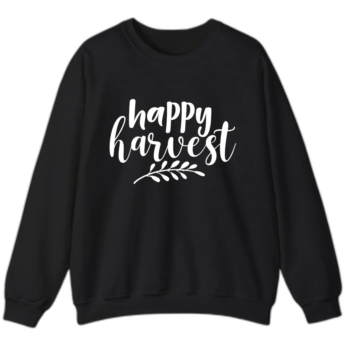Happy Harvest Script Design Sweatshirt in Black