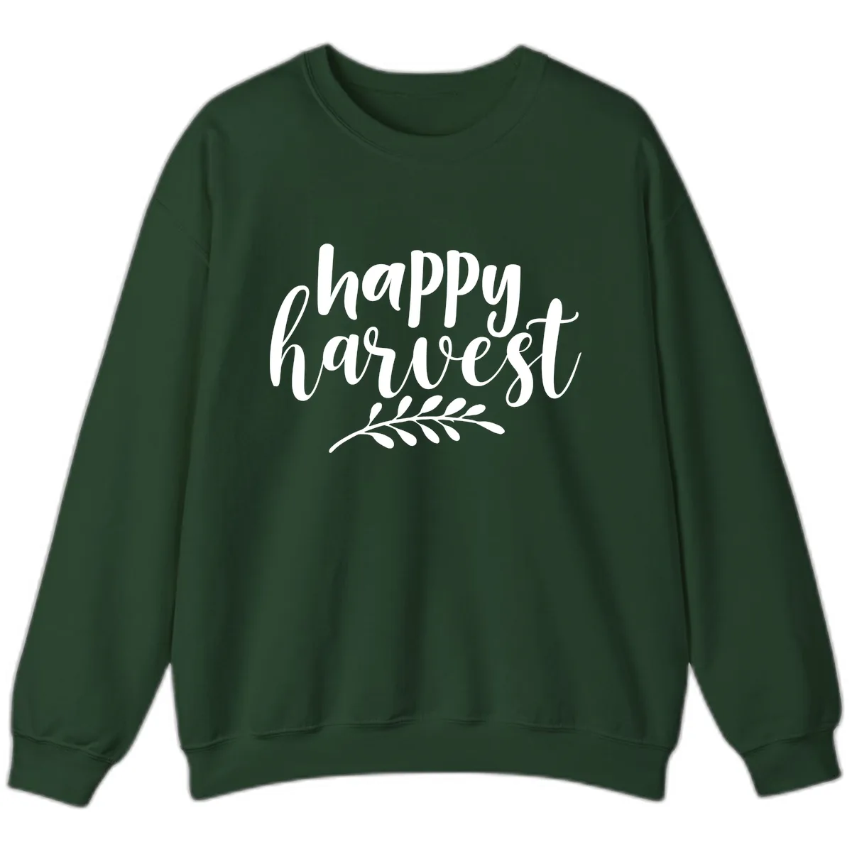 Happy Harvest Script Design Sweatshirt in Forest Green