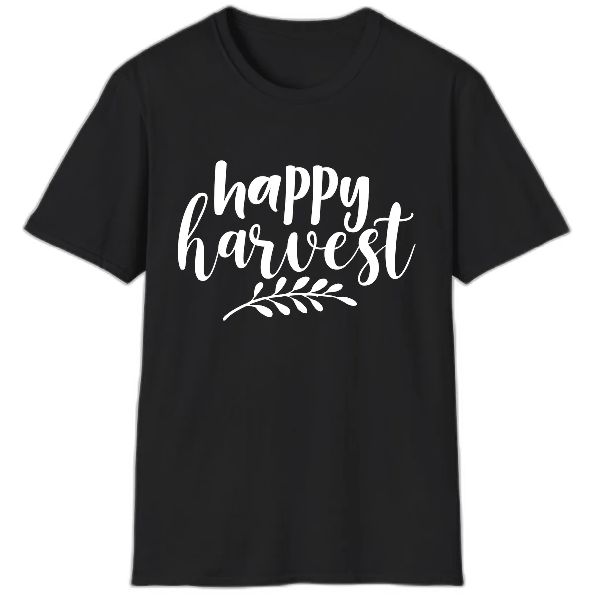 Happy Harvest Script Design T-Shirt in Black