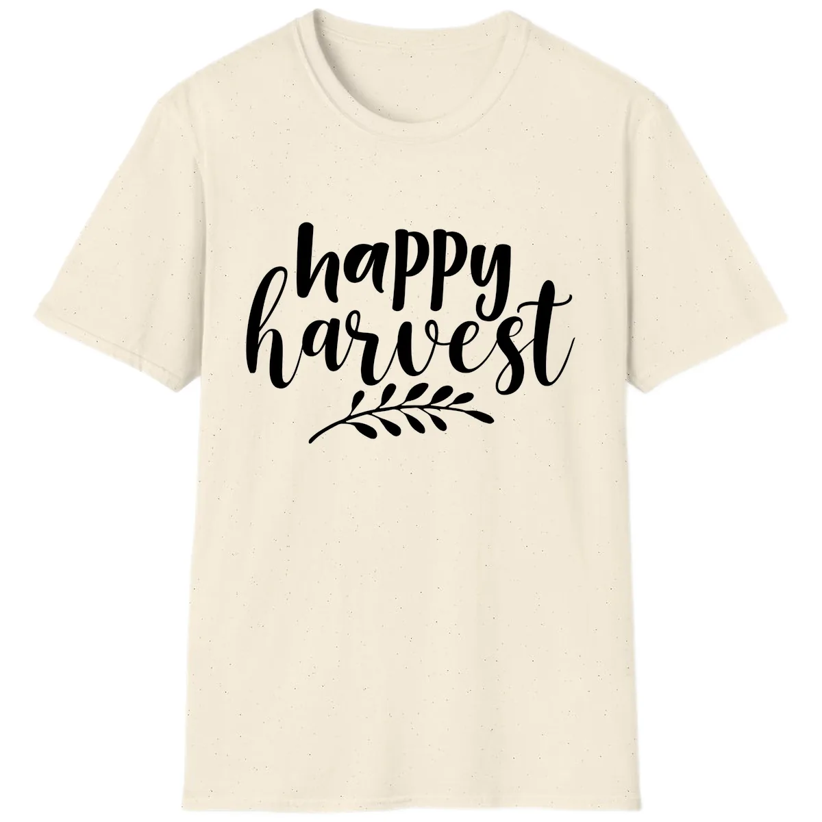 Happy Harvest Script Design T-Shirt in Natural