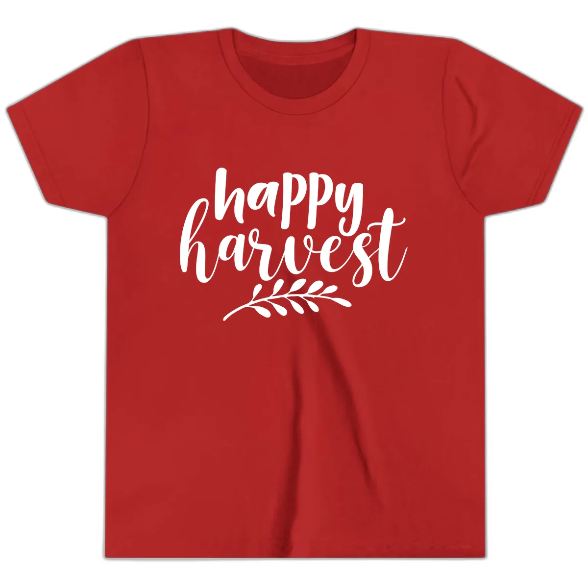 Happy Harvest Script Design Youth T-Shirt in Red
