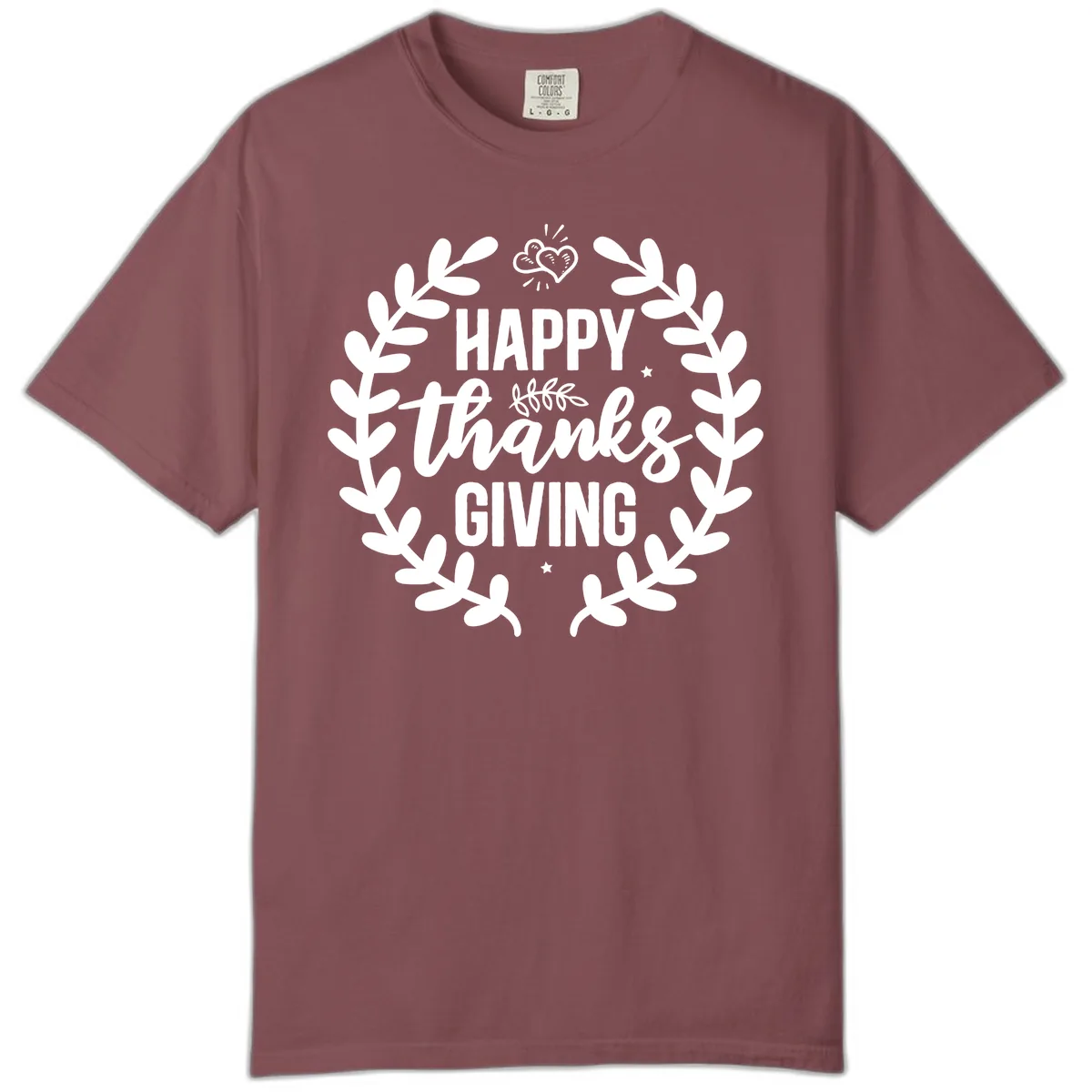 Happy Thanksgiving Laurel Wreath Comfort Color in Brick