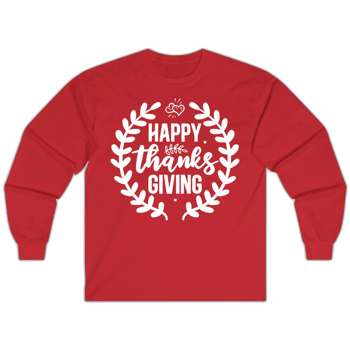 Happy Thanksgiving Laurel Wreath Long Sleeve in Red