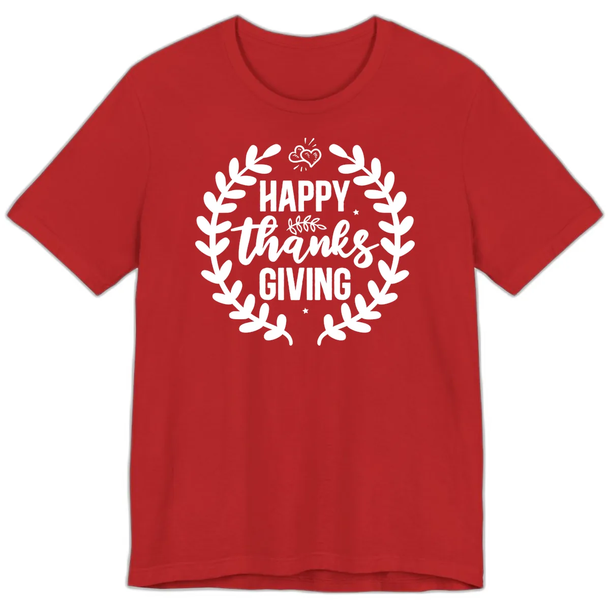 Happy Thanksgiving Laurel Wreath Premium T-Shirt in Red