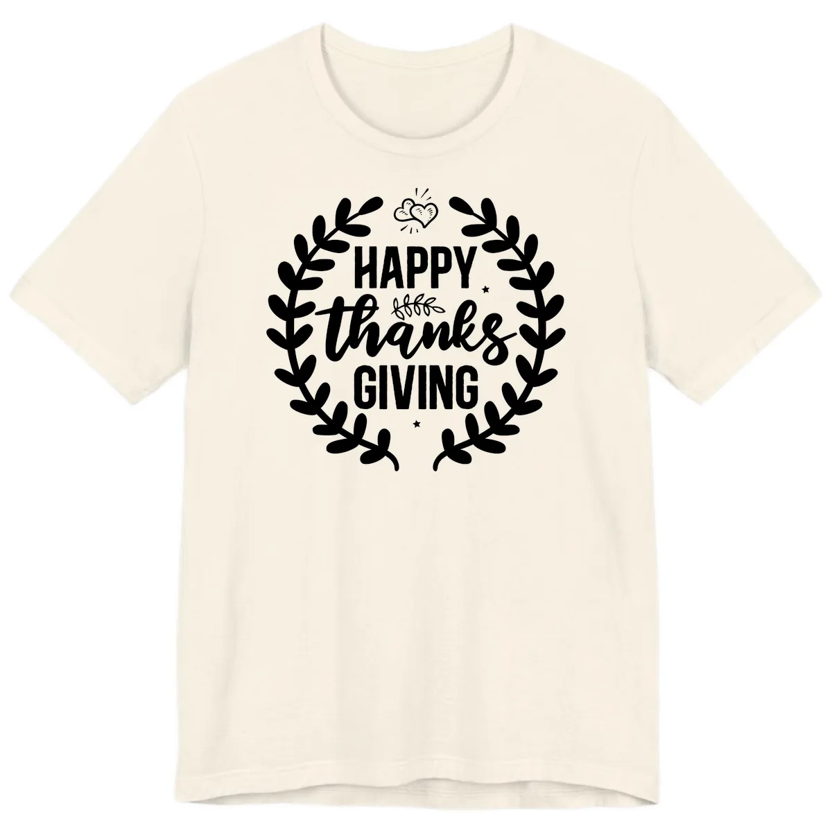 Happy Thanksgiving Laurel Wreath Premium T-Shirt in Natural