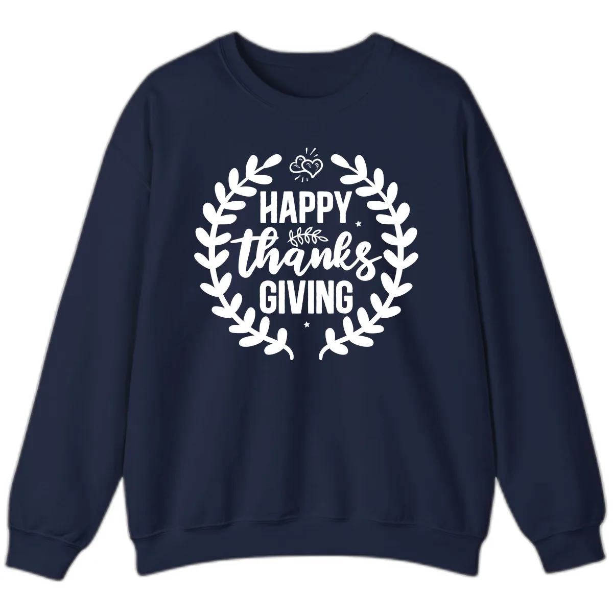 Happy Thanksgiving Laurel Wreath Sweatshirt in Navy