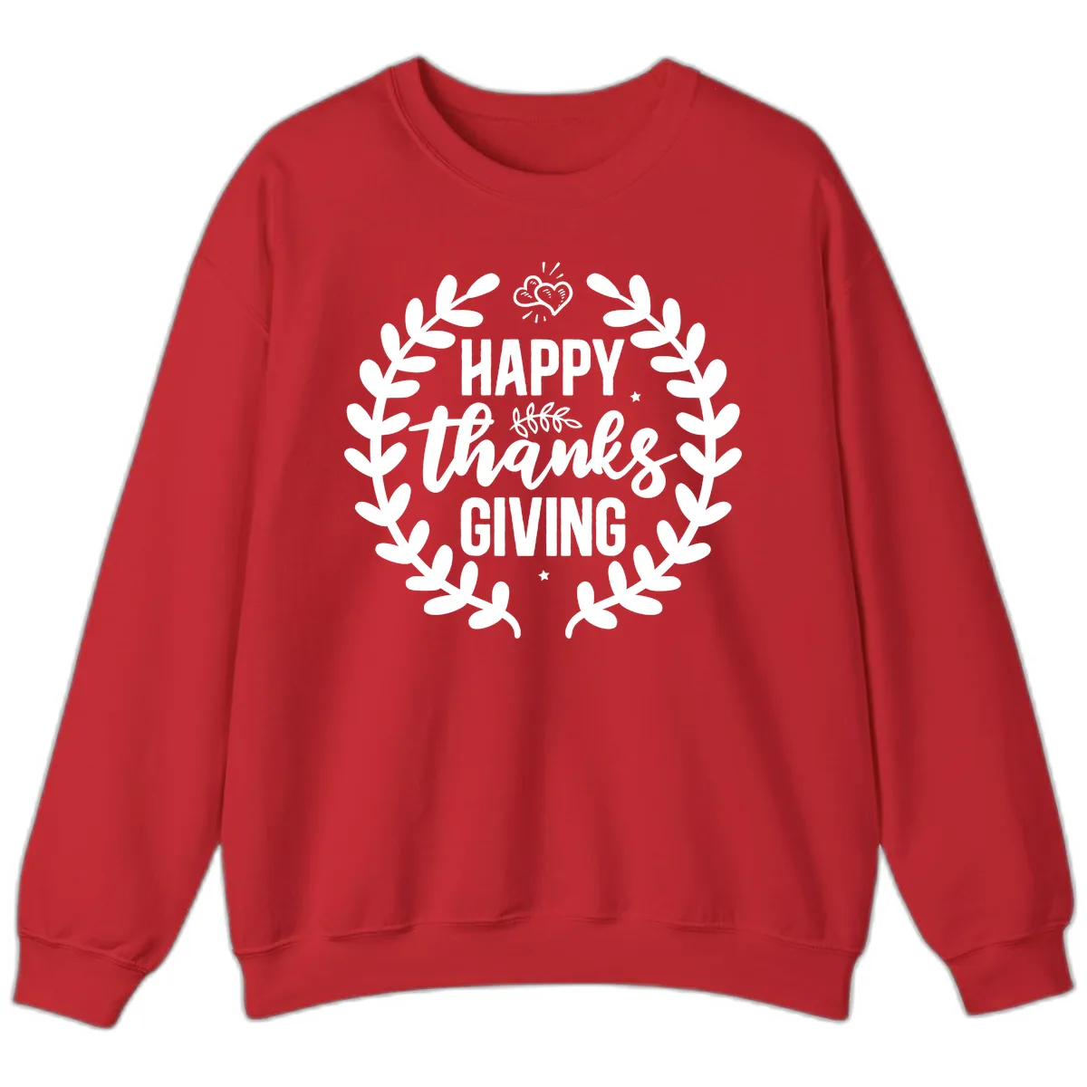 Happy Thanksgiving Laurel Wreath Sweatshirt in Red