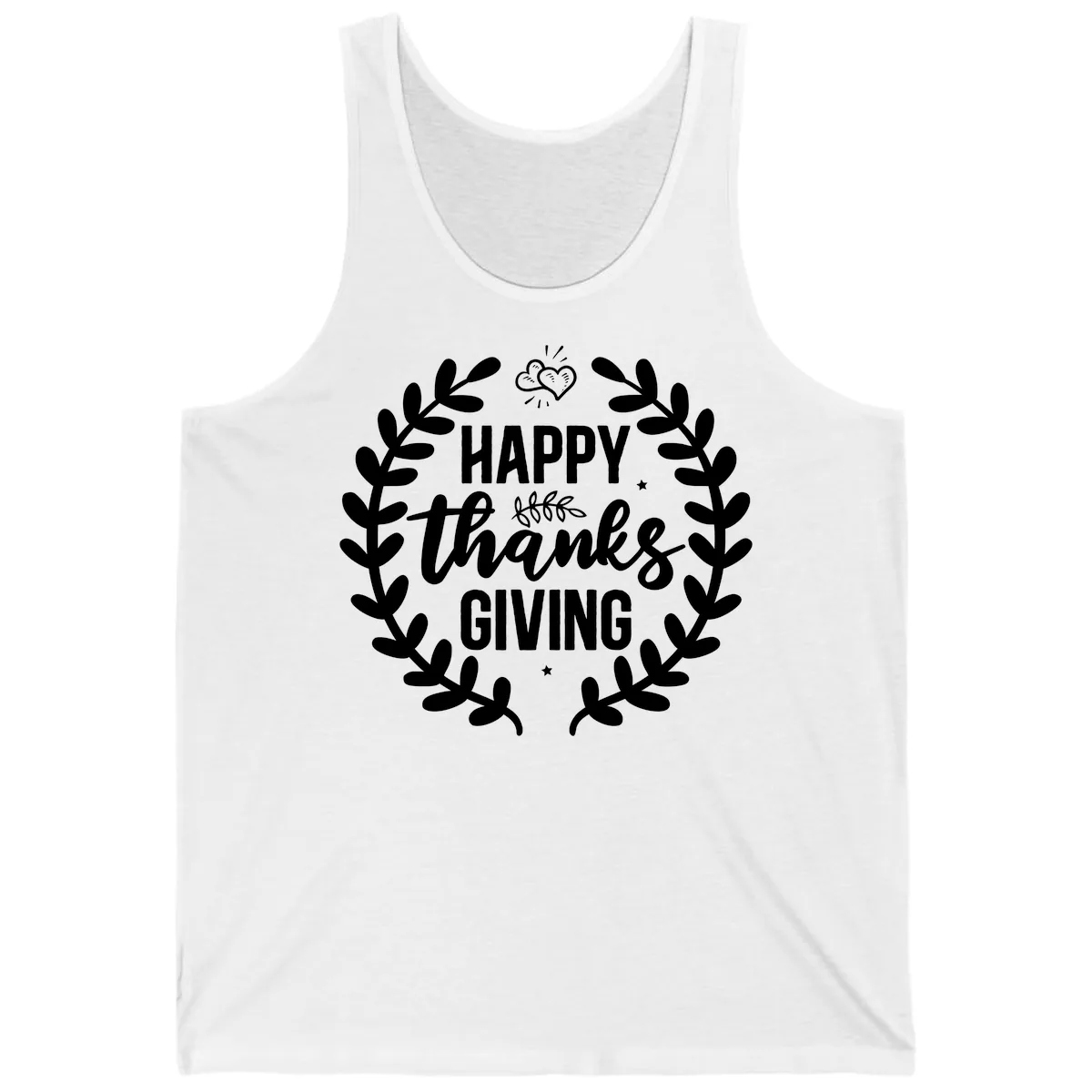 Happy Thanksgiving Laurel Wreath Tank in White