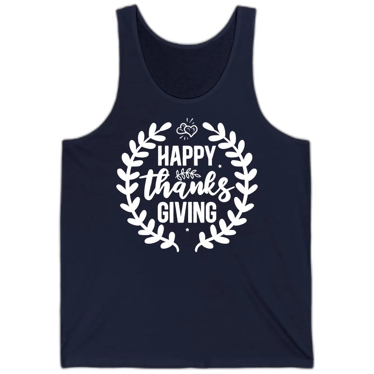 Happy Thanksgiving Laurel Wreath Tank in Navy