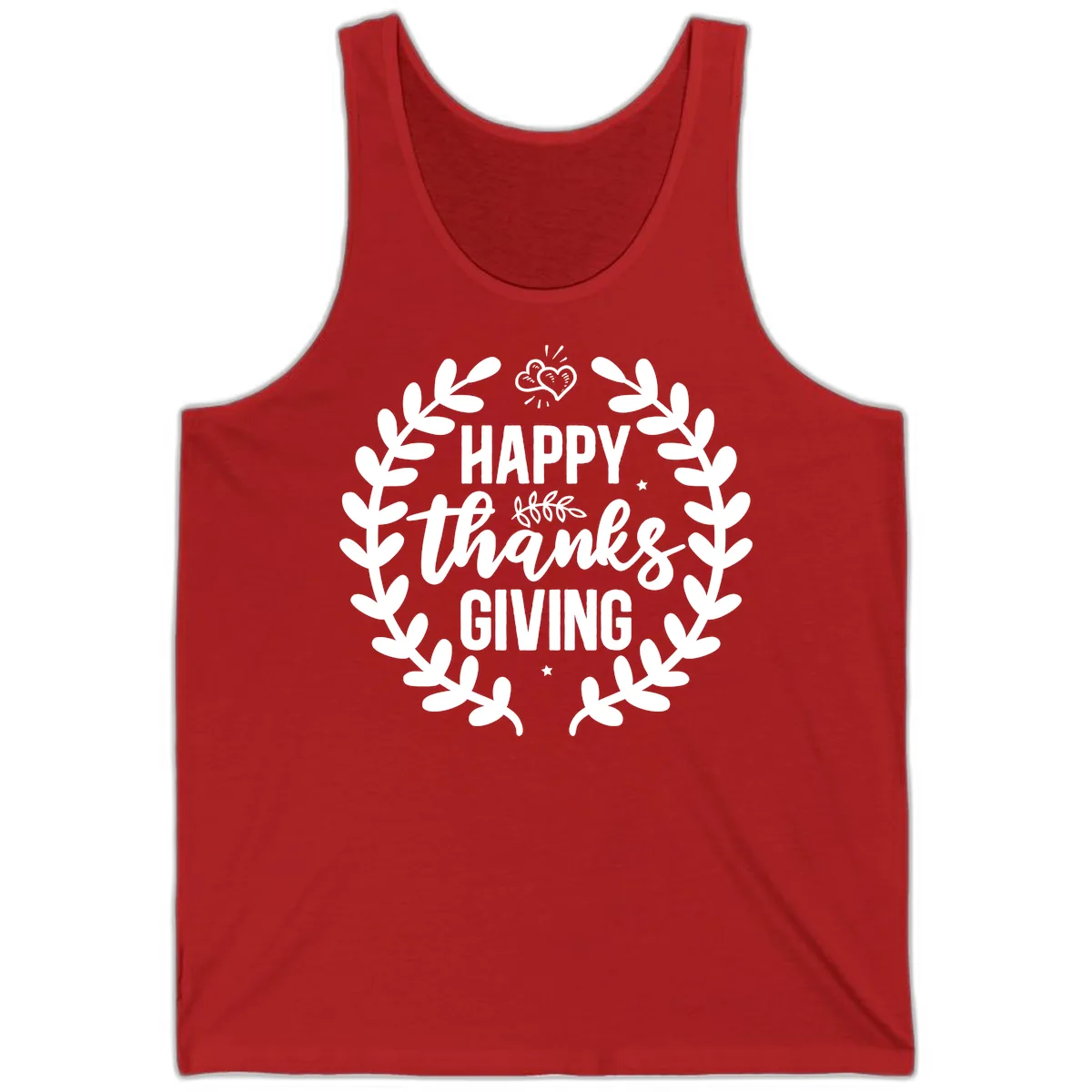 Happy Thanksgiving Laurel Wreath Tank in Red