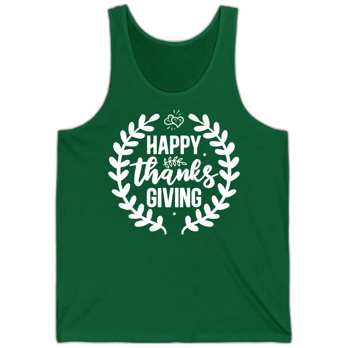 Happy Thanksgiving Laurel Wreath Tank in Kelly