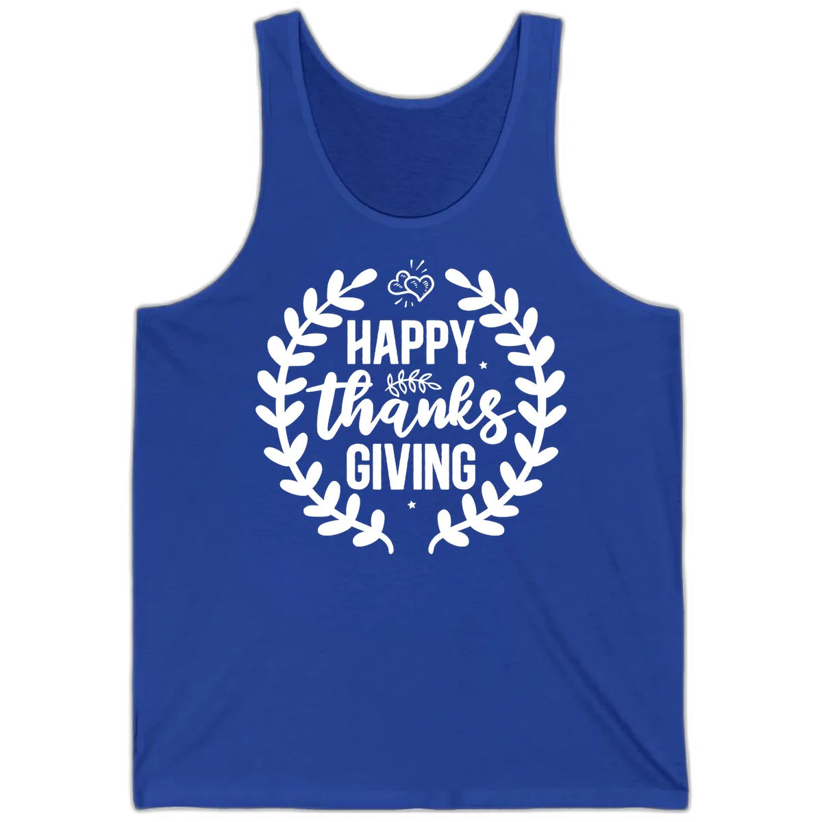 Happy Thanksgiving Laurel Wreath Tank in True Royal