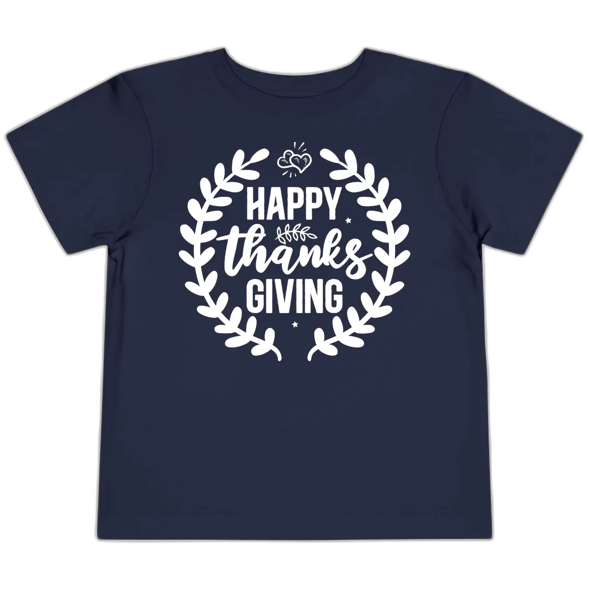 Happy Thanksgiving Laurel Wreath Toddler T-Shirt in Navy