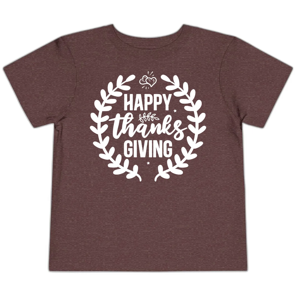 Happy Thanksgiving Laurel Wreath Toddler T-Shirt in Heather Maroon