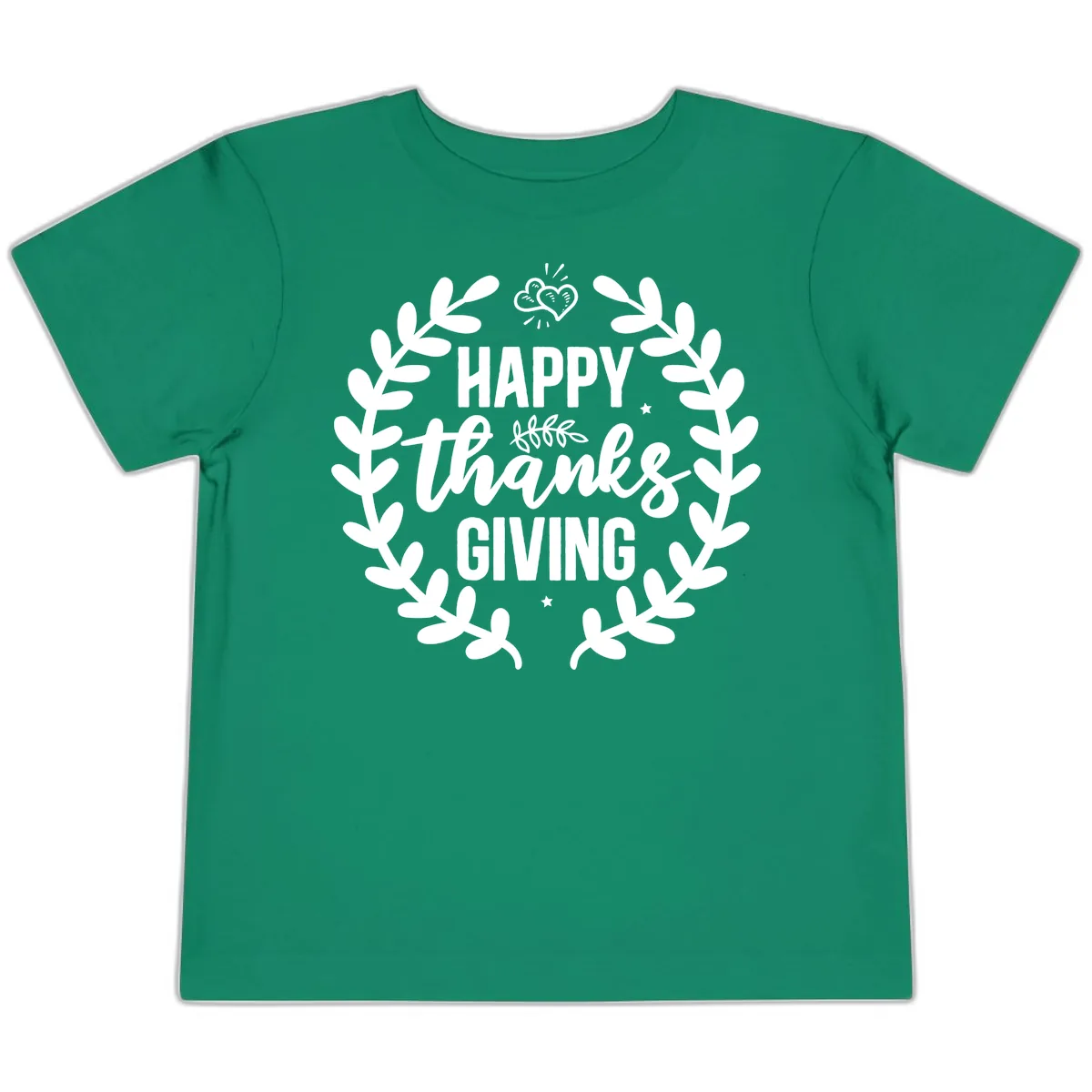 Happy Thanksgiving Laurel Wreath Toddler T-Shirt in Kelly