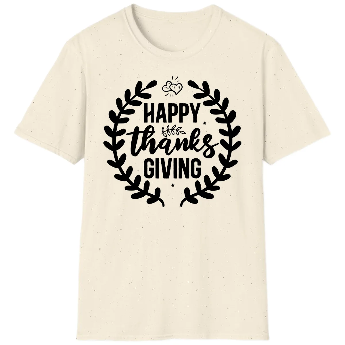 Happy Thanksgiving Laurel Wreath T-Shirt in Natural