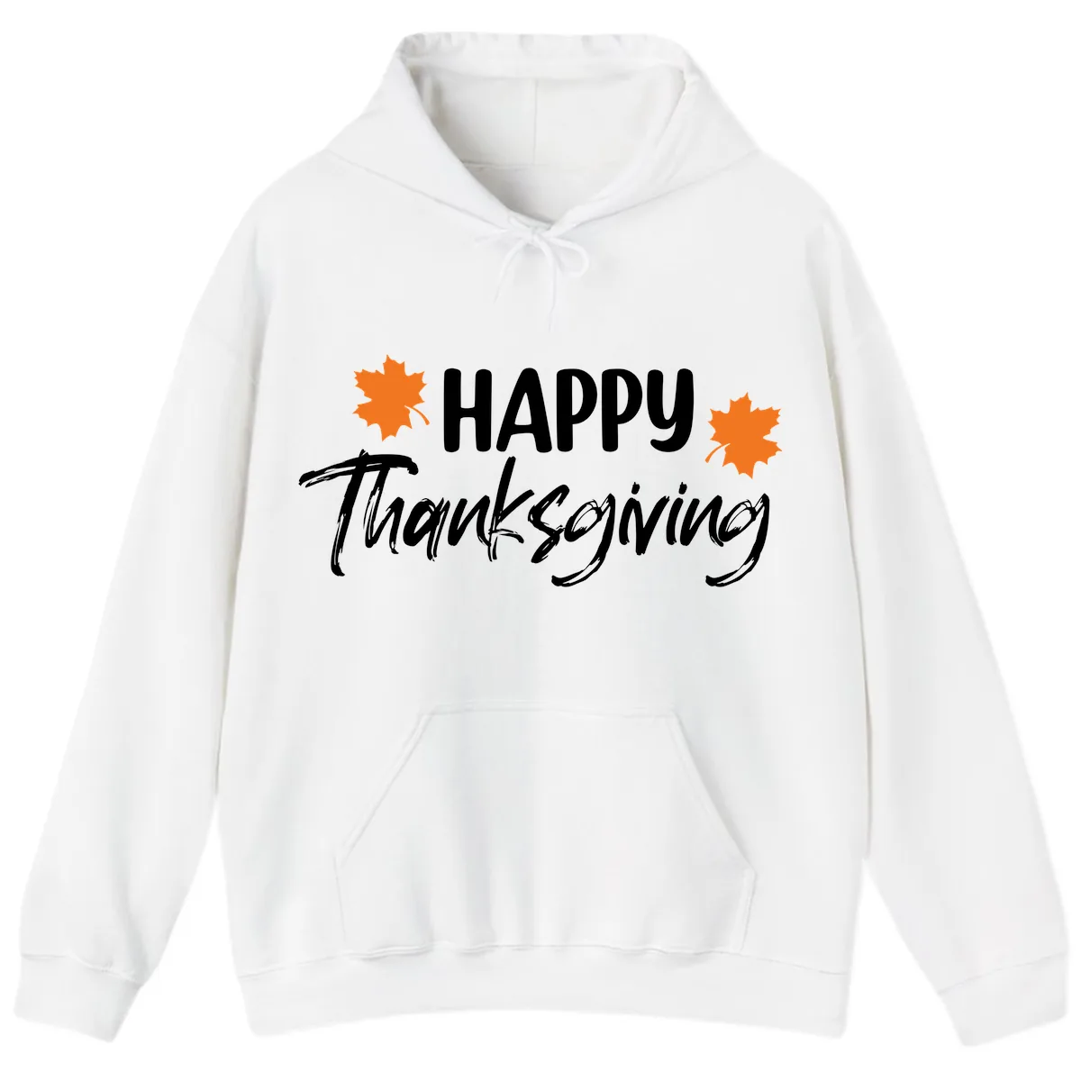 Happy Thanksgiving Typography Design Hoodie in White