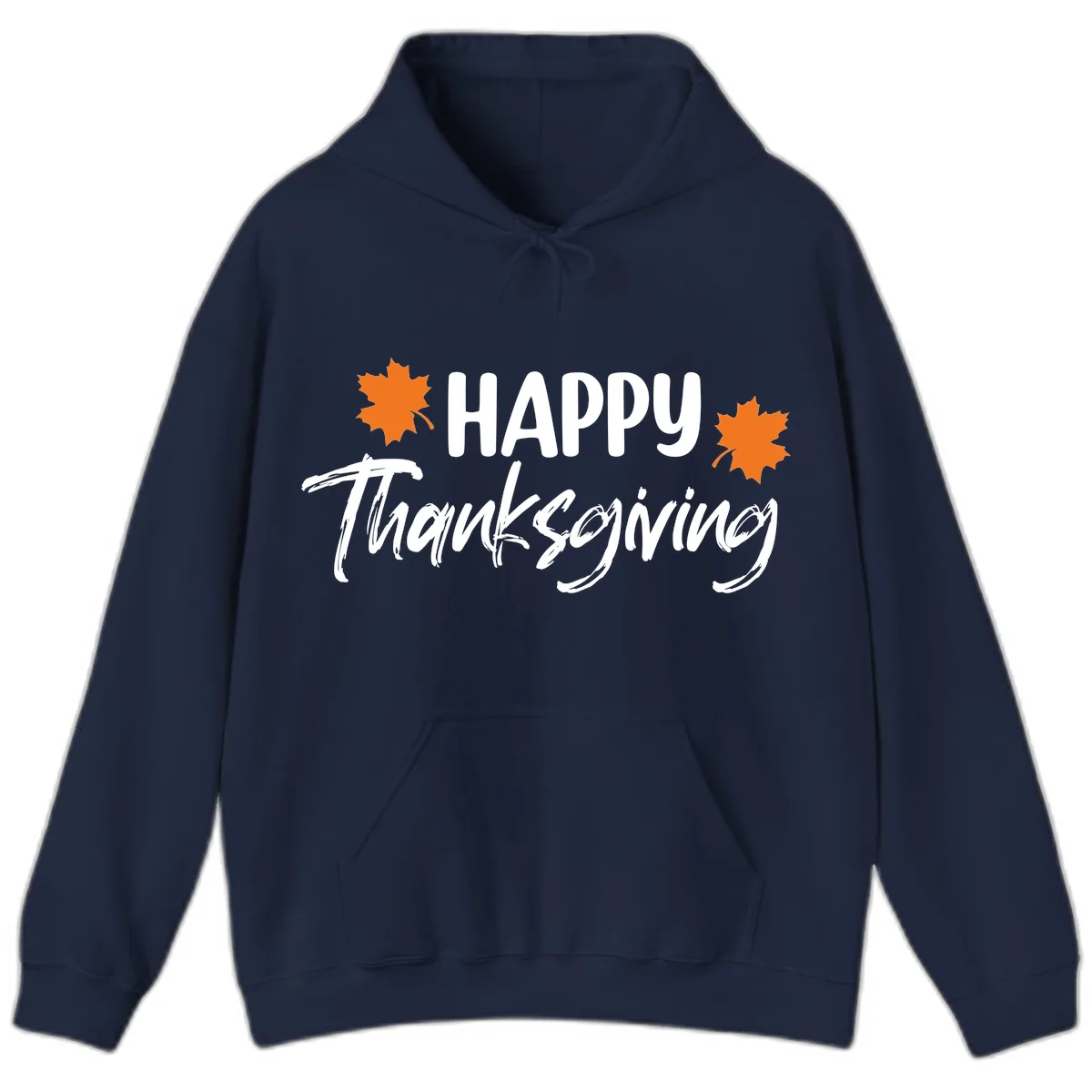 Happy Thanksgiving Typography Design Hoodie in Navy