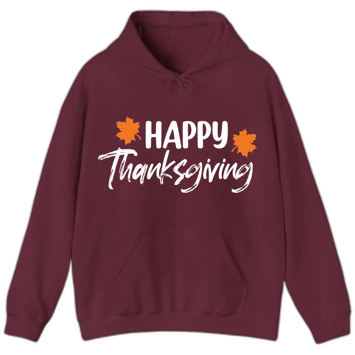 Happy Thanksgiving Typography Design Hoodie in Maroon