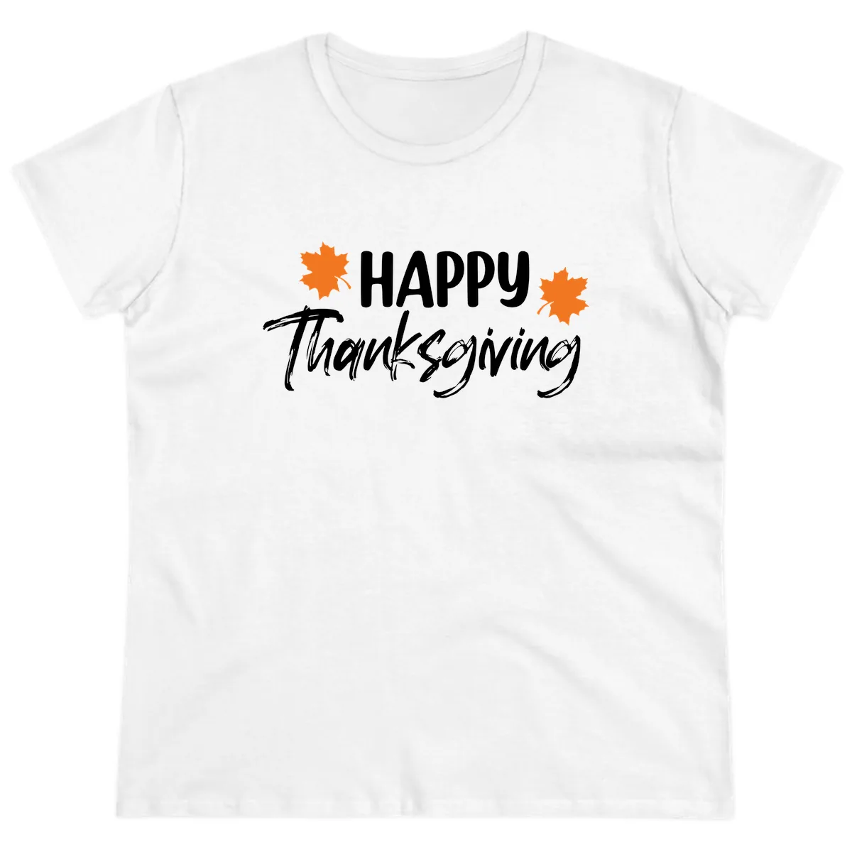 Happy Thanksgiving Typography Design Ladies Tee in White