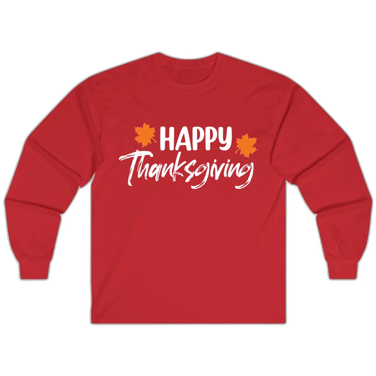 Happy Thanksgiving Typography Design Long Sleeve in Red