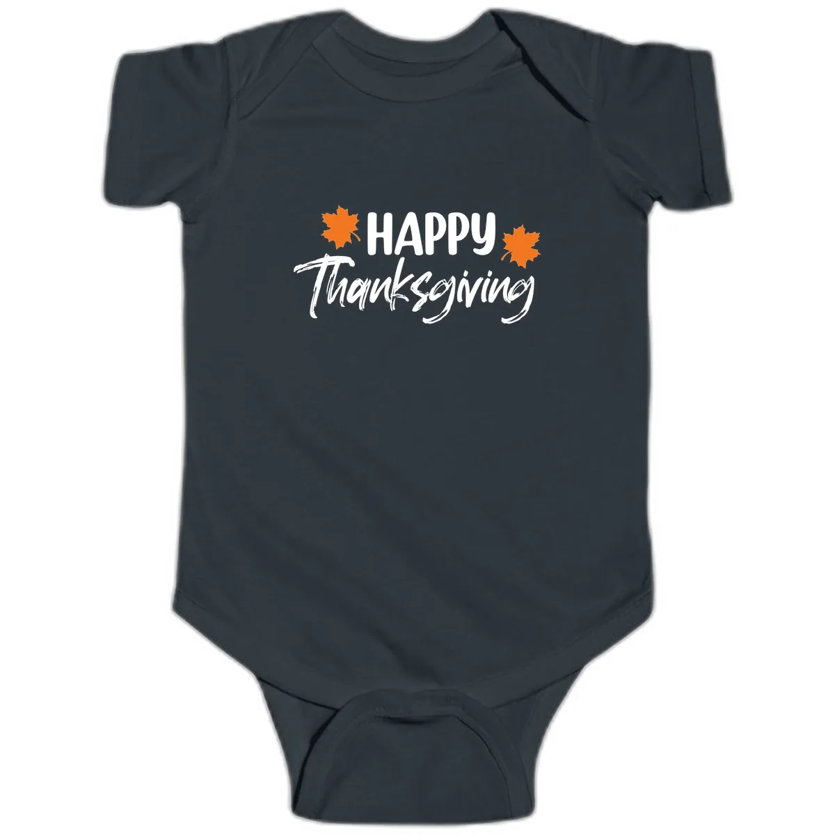 Happy Thanksgiving Typography Design Baby Onesie in Black