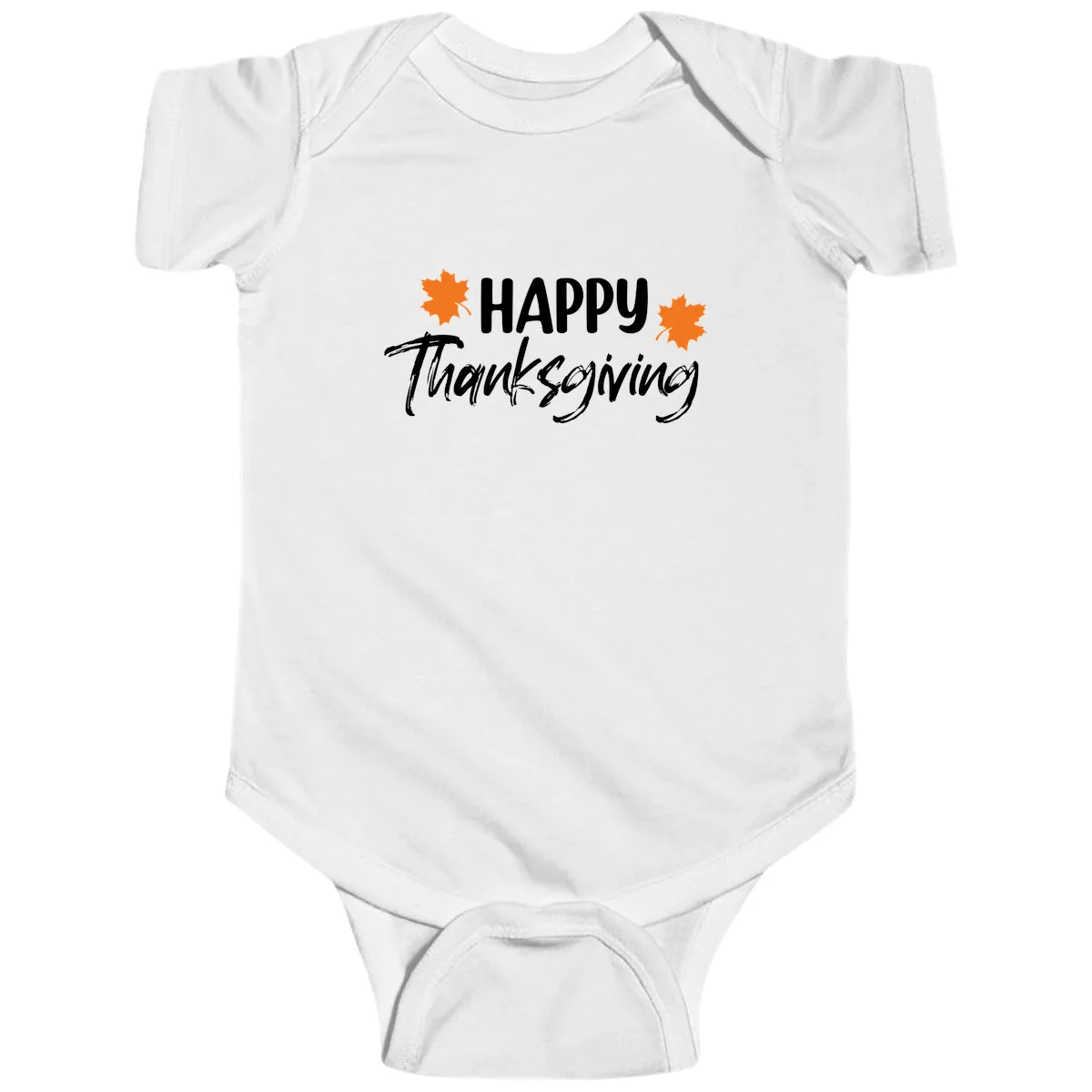 Happy Thanksgiving Typography Design Baby Onesie in White