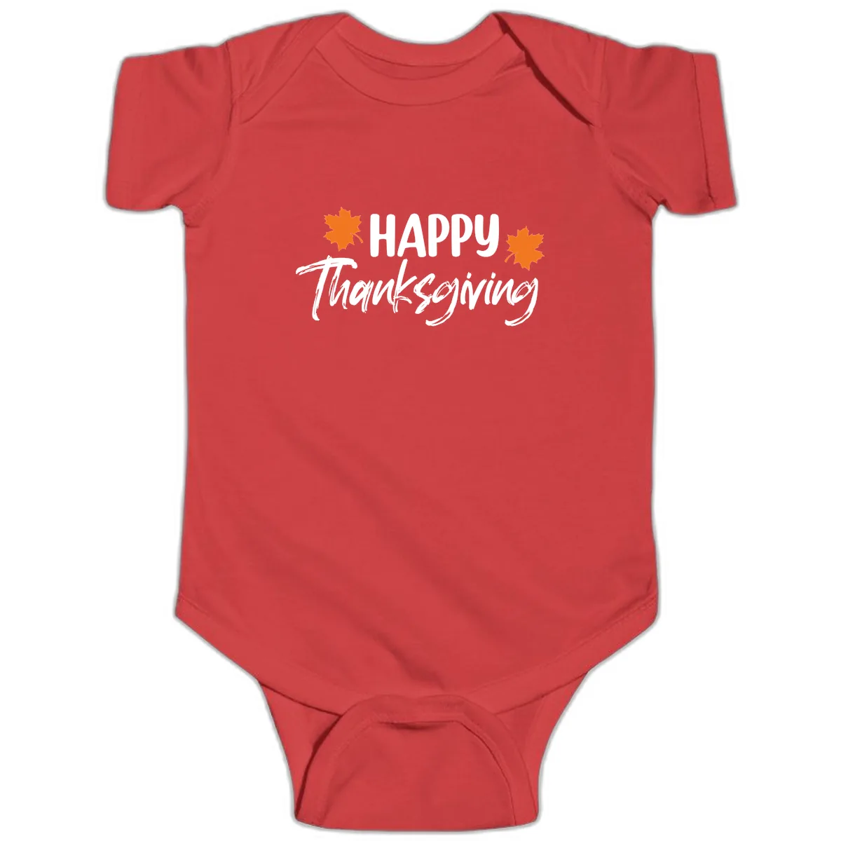 Happy Thanksgiving Typography Design Baby Onesie in Red