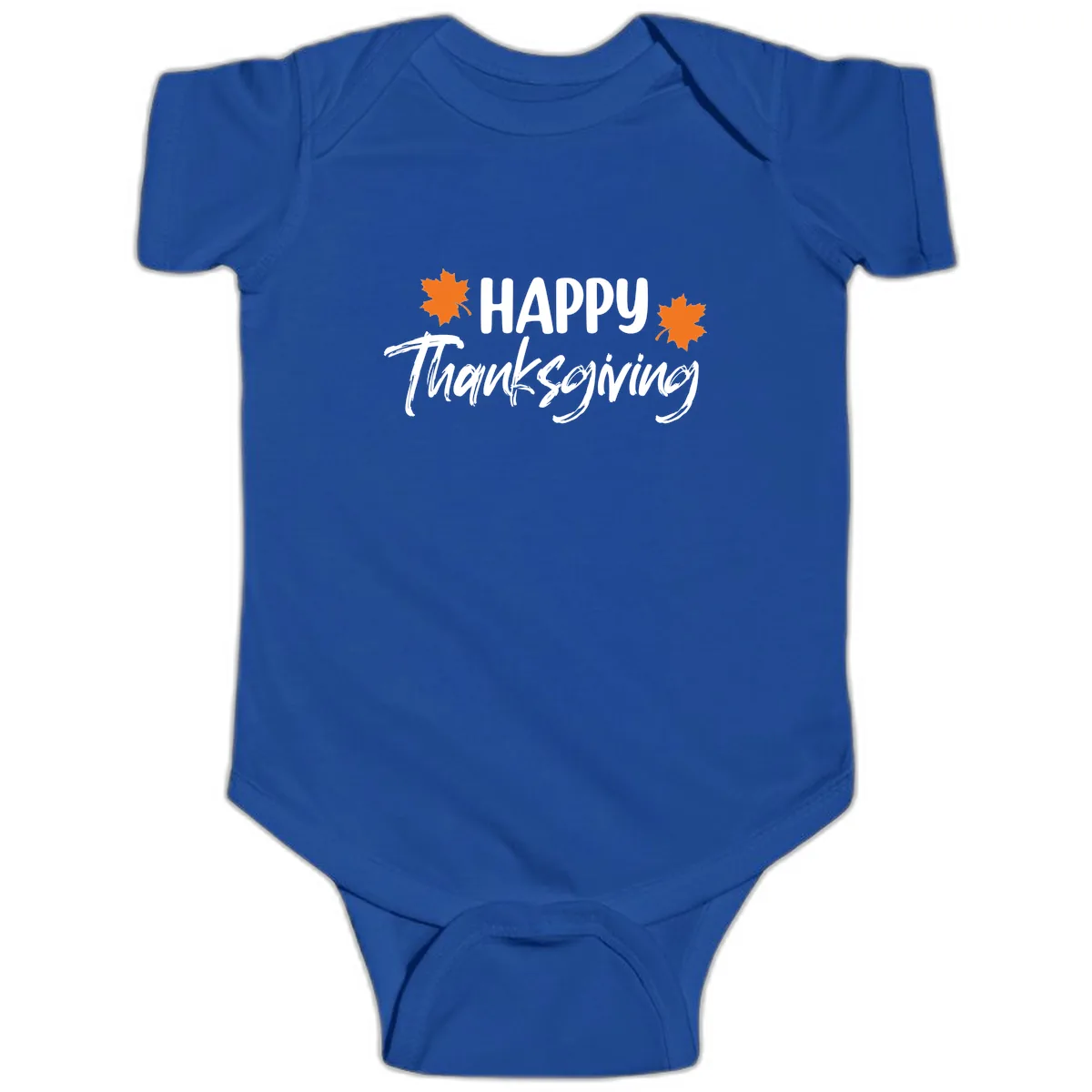 Happy Thanksgiving Typography Design Baby Onesie in Royal