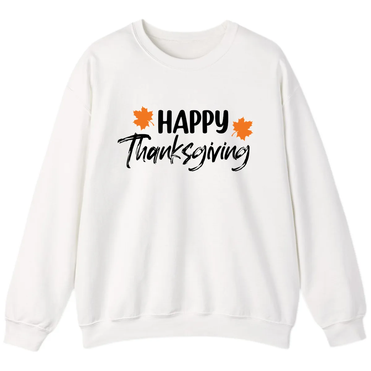 Happy Thanksgiving Typography Design Sweatshirt in White
