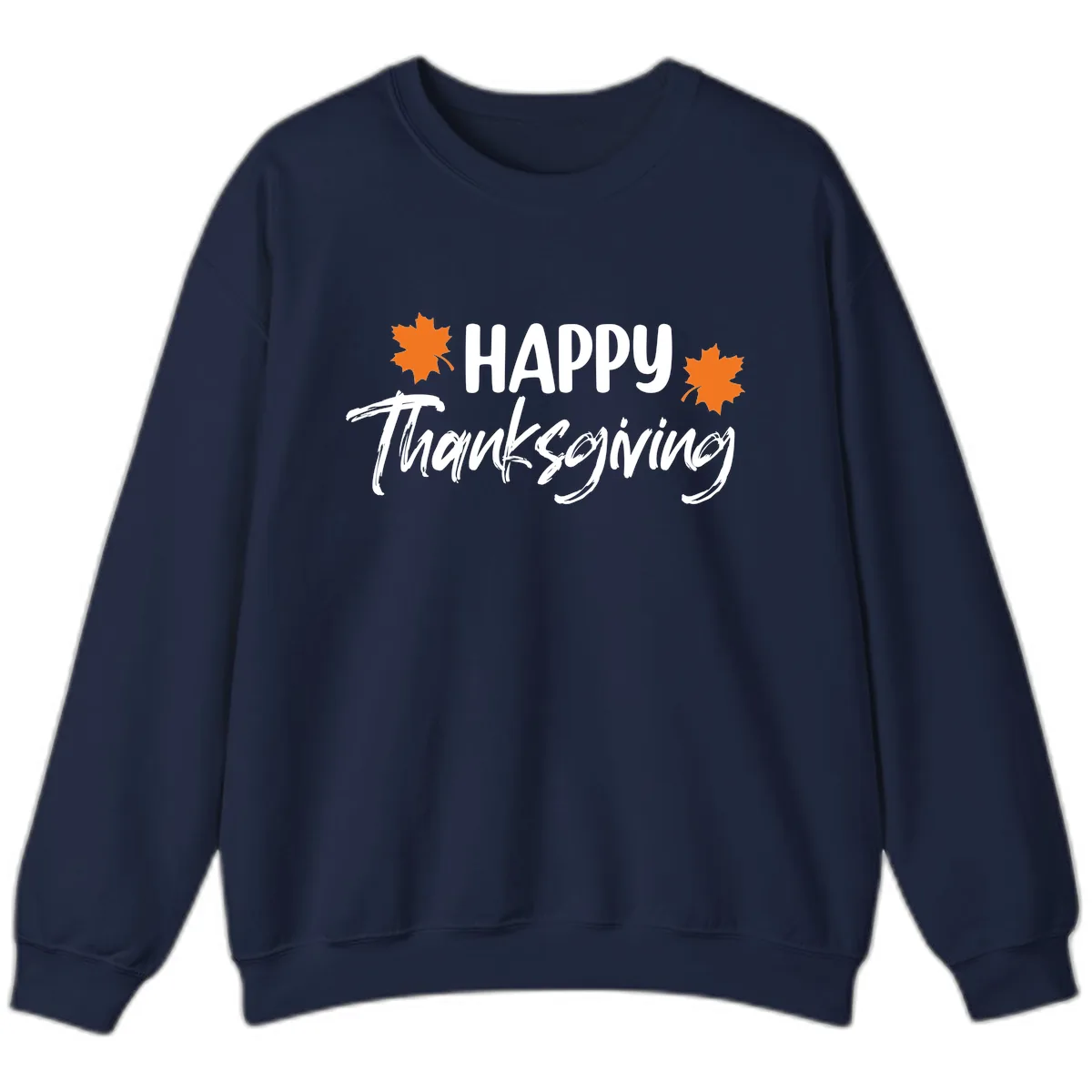 Happy Thanksgiving Typography Design Sweatshirt in Navy