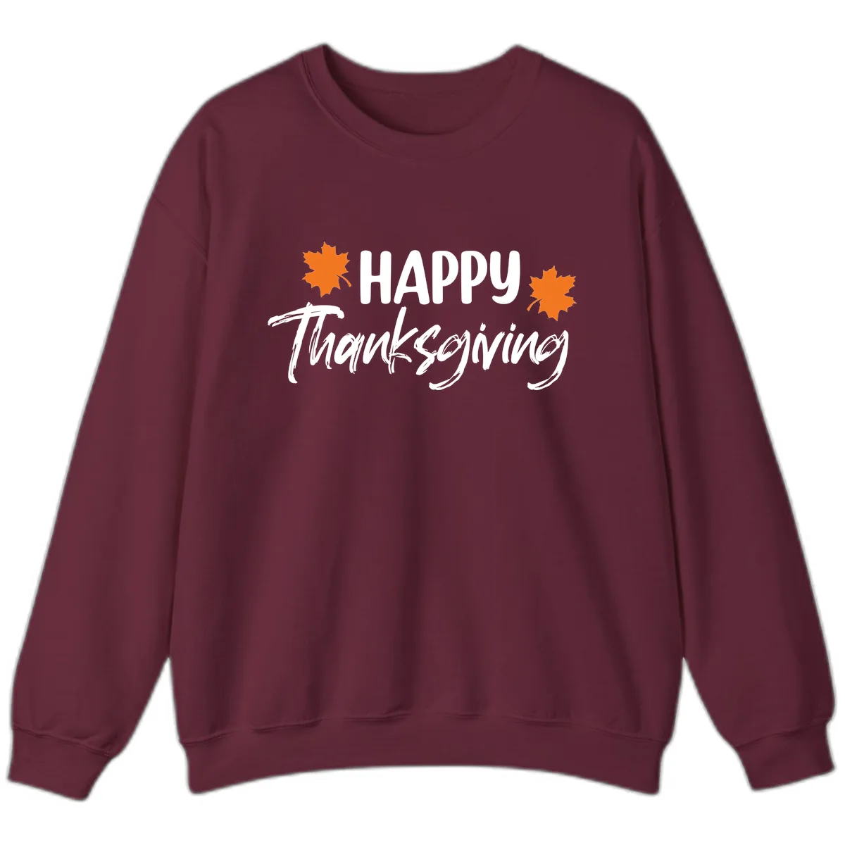 Happy Thanksgiving Typography Design Sweatshirt in Maroon
