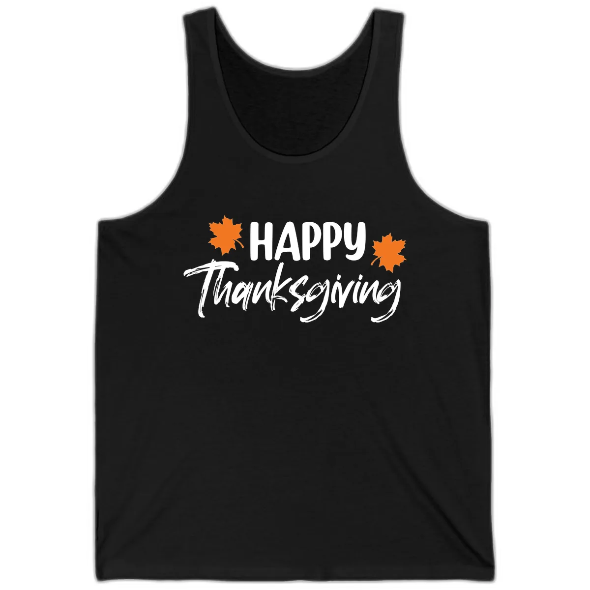 Happy Thanksgiving Typography Design Tank in Black