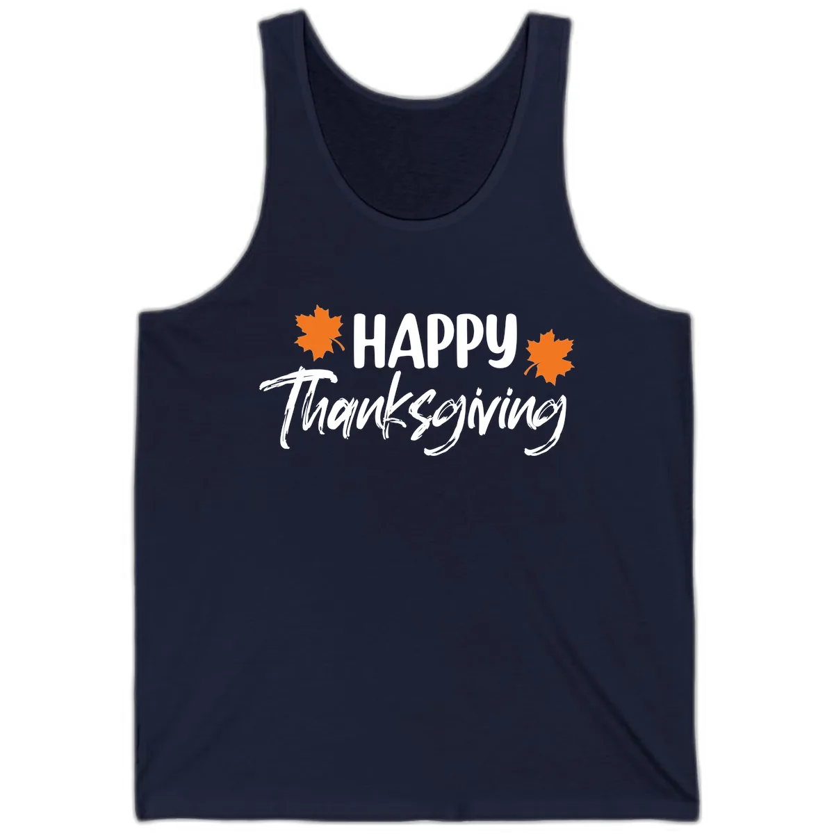 Happy Thanksgiving Typography Design Tank in Navy