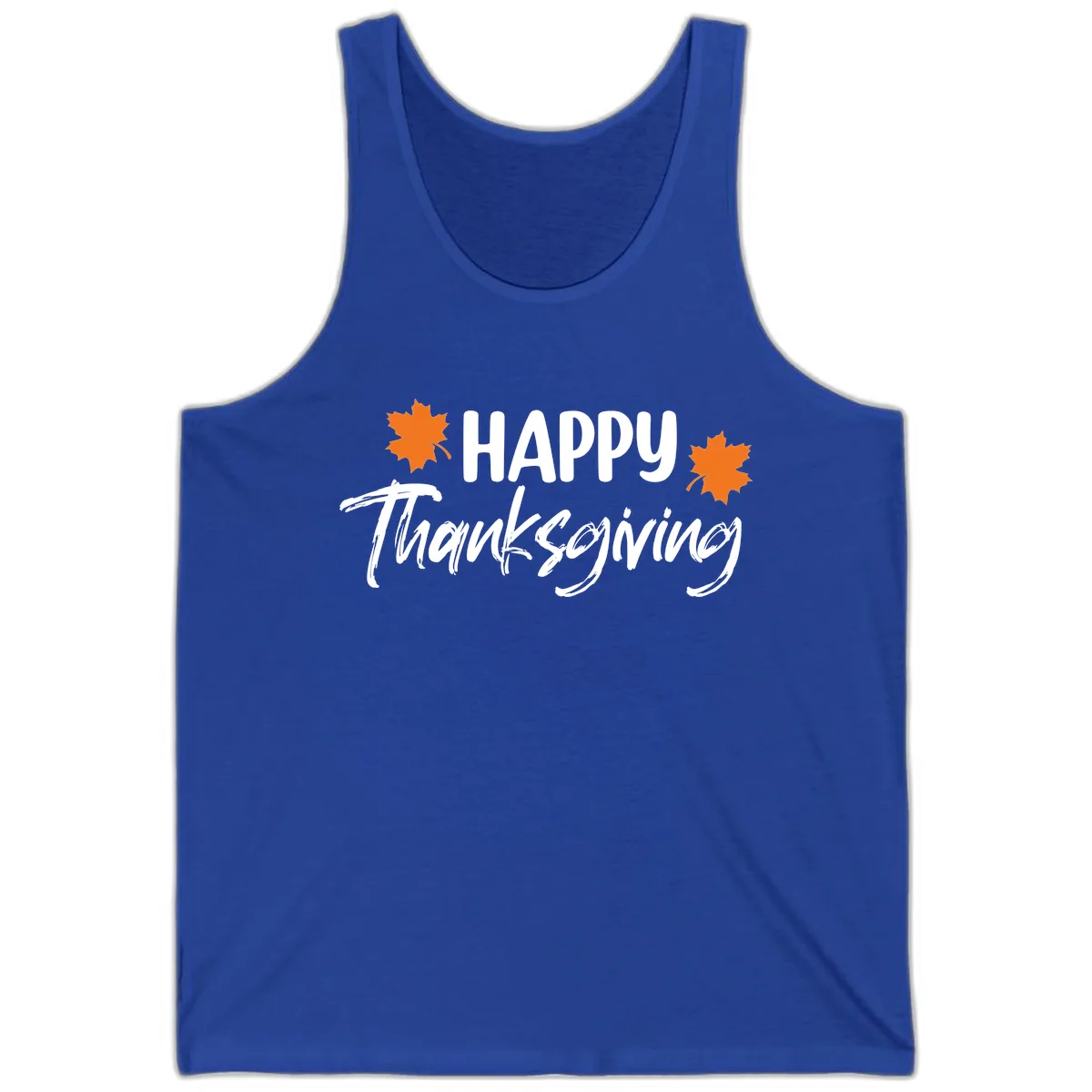 Happy Thanksgiving Typography Design Tank in True Royal