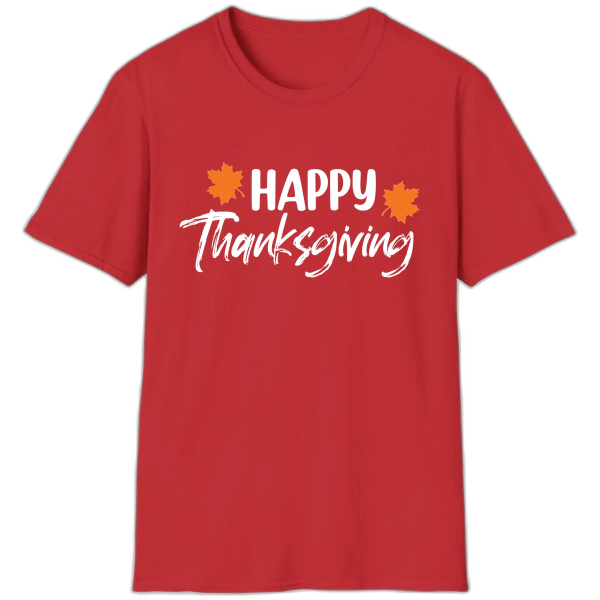 Happy Thanksgiving Typography Design T-Shirt in Red