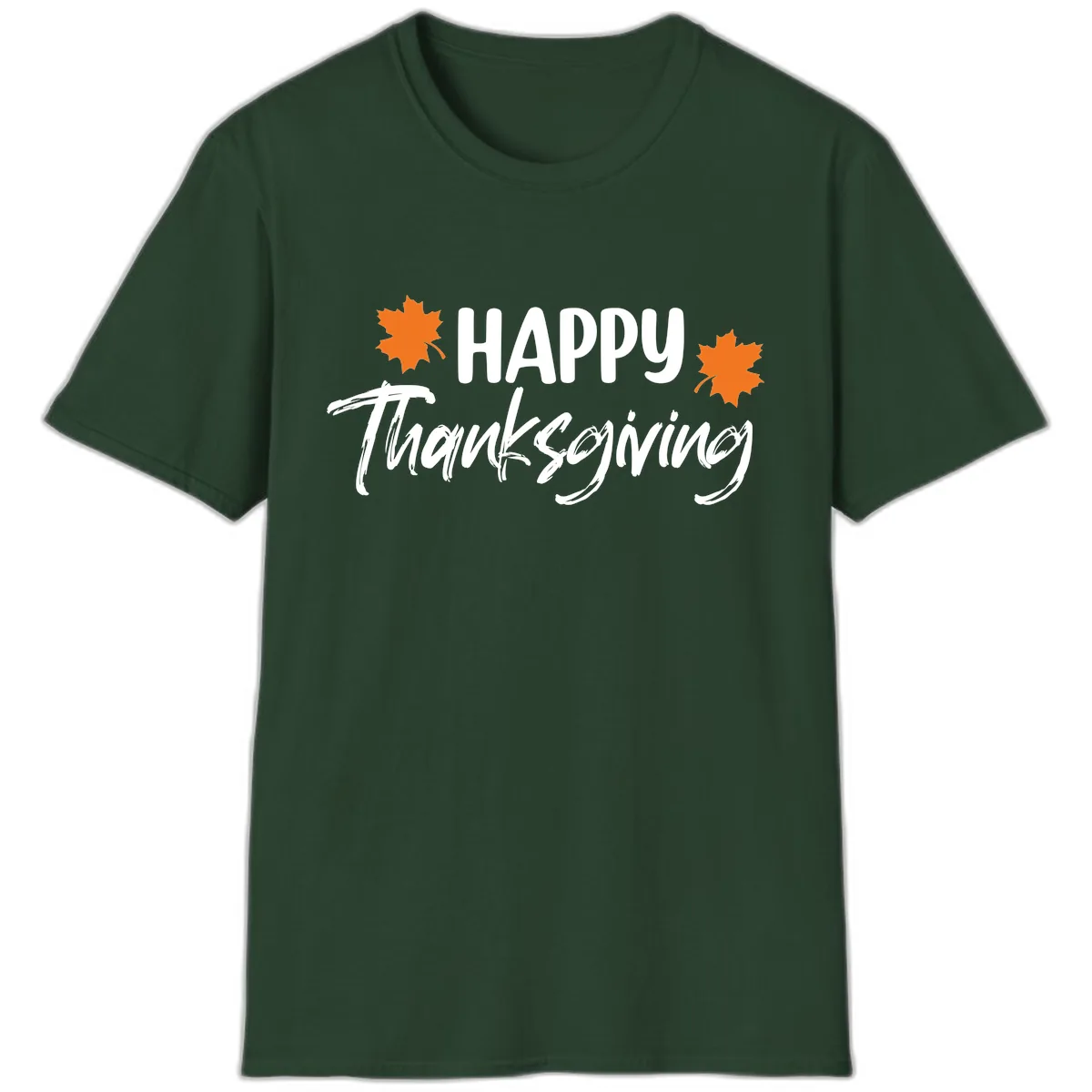 Happy Thanksgiving Typography Design T-Shirt in Forest Green